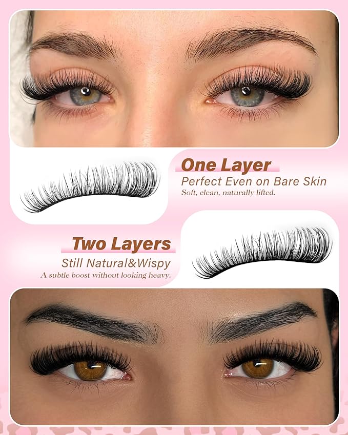 Short Natural Lash Clusters Wispy Eyelashes Clusters 10-12-14mm pestañas postizas naturales Lightweight Cluster Eyelash Extensions Go-To Length C Curl Lashes DIY Eyelash Clusters for All Eye Shapes