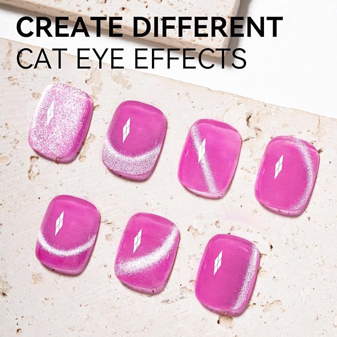 MAYCHAO 15ML Cat Eye Gel Nail Polish 1Pc Pink Gel Polish with Magnet Soak off Holographic Magnetic Nail Polish for Nail Art Manicure Salon DIY at Home, 0.5 OZ
