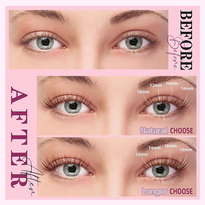 Uilulu Brown Lash Clusters 10-18mm Wispy Lash Clusters DIY Eyelash Extensions Individual Cluster Lashes (U19 Lashes Only, D Curl, 10-18 MIX)