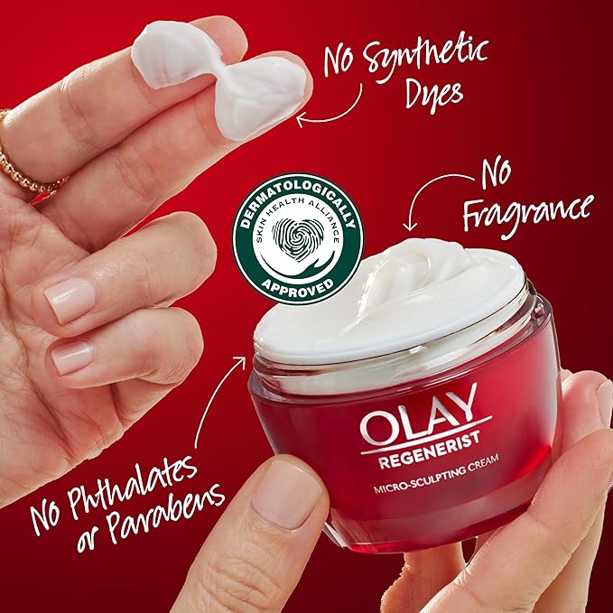 Olay Face Moisturizer, Regenerist Micro-Sculpting Cream for Women, Fragrance-Free Hydrating Anti-Aging, Anti-Wrinkle, Firming Skin Care Hyaluronic Acid, Niacinamide, Amino Peptides, 1.7 Oz (Pack of 3)
