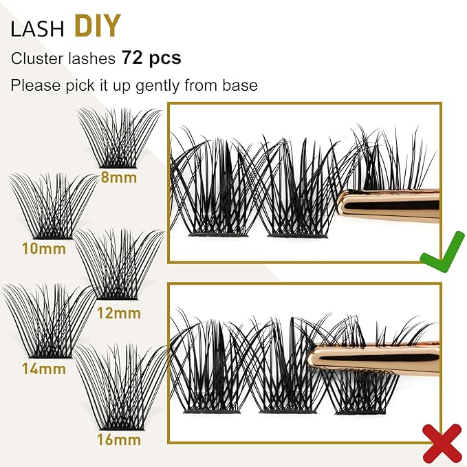 Lash Clusters B02 D Curl 12-18MIX DIY Eyelash Extensions 72 Lashes B&Qaugen Individual Eyelash Clusters Extensions Wispy Lashes Cluster DIY at Home (B02,D-12-18MIX)