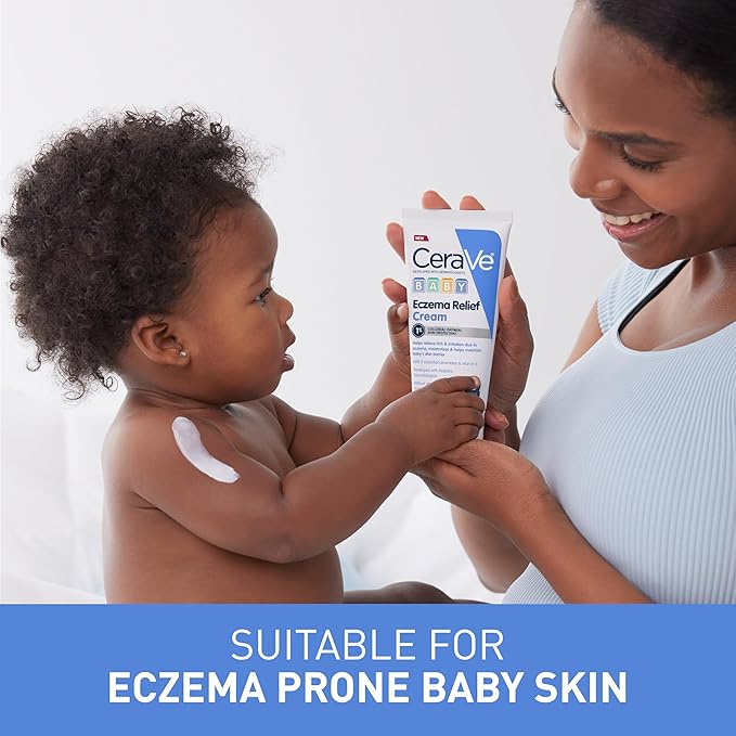 CeraVe Baby Eczema Relief Cream,1% Colloidal Oatmeal Cream with Vitamin E & Ceramides,Soothes & Calms Itchy Skin,Developed with Pediatric Dermatologist,Fragrance Free,5oz,(Pack of 2)