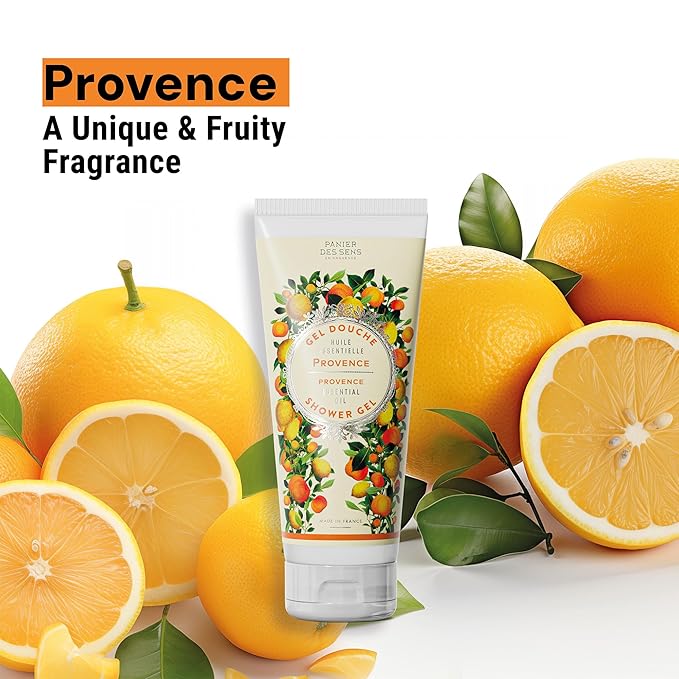 Panier des Sens - Provence Citrus Moisturizing Body Wash for Women & Men - Gentle Shower Gel - 96% Natural - Normal, Sensitive Skin - Body Care Made in France, SLS Free, Vegan - 6.8 floz