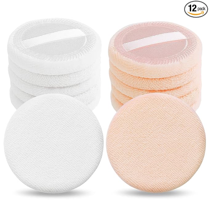 Sibba Cosmetics Makeup Sponge 12 PCS Fluffy Make Up Foundation Applicator Face Blending Setting Pads Matte Loose Powder Body Paint Wet Dry Application Brushes (white/skin color)