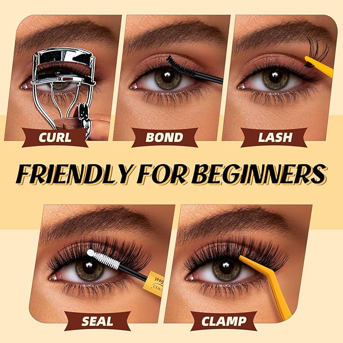 QUEWEL DIY-Lash-Extension-Kit, 280pcs 30+40+50D-Lashes-Clusters Mixed 12-18mm Soft Eyelash-Clusters-Kit with Lash Bond and Seal Waterproof, and Eyelash Clusters Tweezers Easy DIY at Home(30+40+50 KIT)