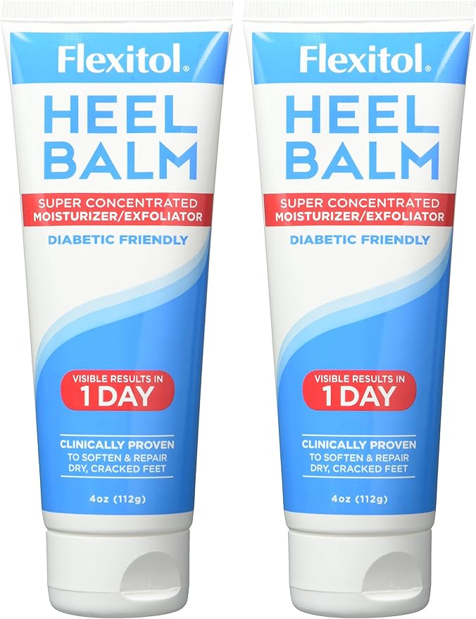 Flexitol Heel Balm 4 Oz Tube (Pack of 2), Rich Moisturizing & Exfoliating Foot Cream. Fast Relief of Rough, Dry & Cracked Skin on Heels/Feet. For Daily Use and Pedicures. Diabetic Safe and Effective