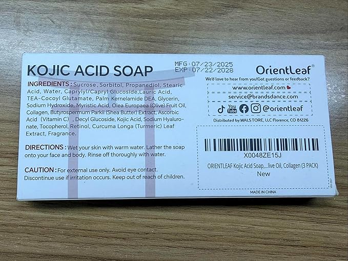 ORIENTLEAF Kojic Acid Soap, Turmeric Soap Bar for Dark Spots, Fresh Citrus Scent, Gentle for Face and Body Wash with Vitamin C, Shea Butter, Retinol, Gifts for Women (3 PACK)