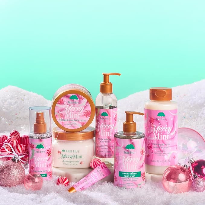 Tree Hut Merry Mint Hair & Body Mist, Spritz On for a Refreshed Feel or Layer with Your Favorite Scents, Versatile Body Spray, Limited Edition Holiday, 6 Fl Oz.