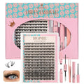 Lash Clusters Kit 280pcs, DIY Individual Eyelash Extensions with Lash Bond, Seal, Remover, Precision Tweezer, Waterproof Natural 30D Cluster Lashes 8-16mm Black, Professional Kit