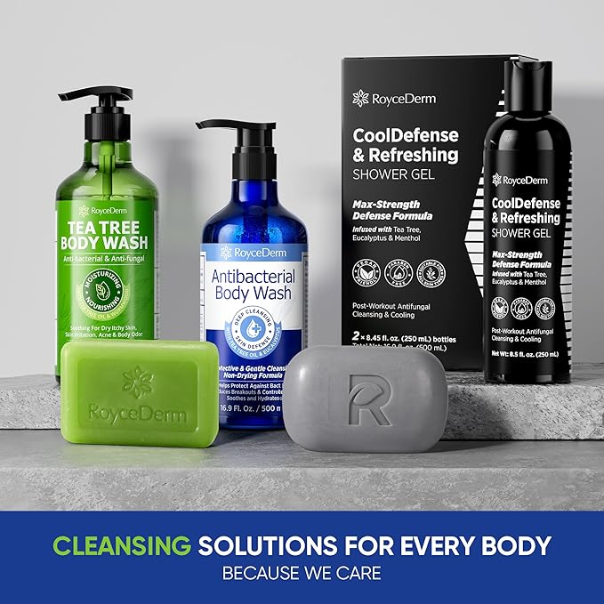 Roycederm Antibacterial Body Wash & Soap – Kills 99.9% of Germs & Bacteria – For Body Acne, Folliculitis & Odor Control – Gentle Daily Use for Men & Women (16.9 Fl Oz (Pack of 2))