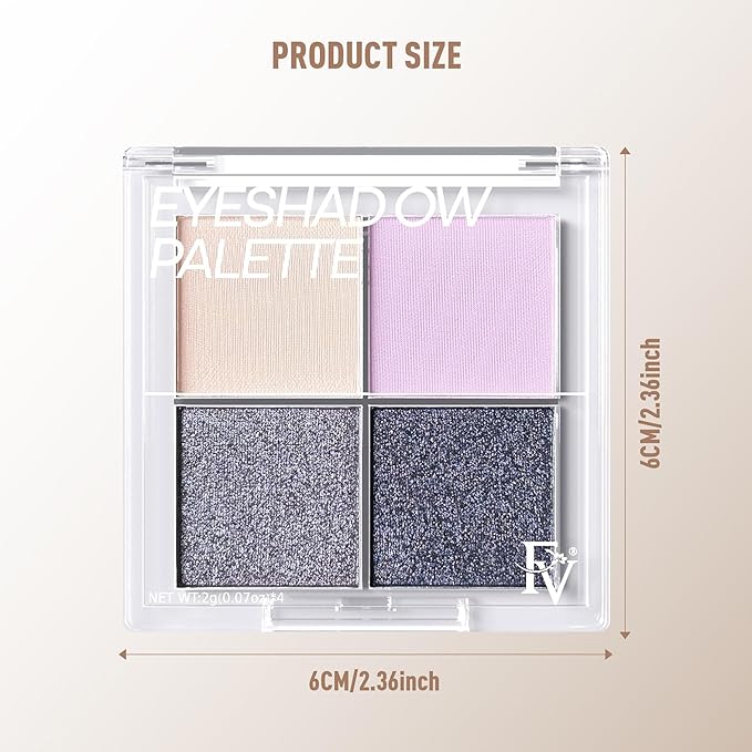 FV Natural Finish Eyeshadow Palette, 4 Matte & Metallic High Pigment Shades, Long-Lasting Eye Shadow Palette Makeup, Crease-Proof, Blendable Eye Makeup (Purple)