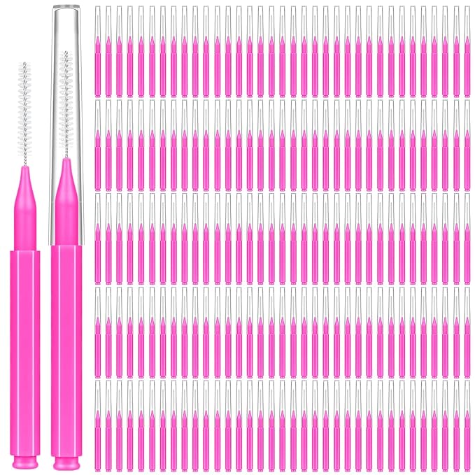 MAPVOLUT 120 Pcs Micro EyeBrow Lash Brush with Cap - Professional Beauty Mini Spoolies for Makeup, Brow Lamination and Travel - Perfect for Makeup Artists/Starters, Beauty Lovers, and Gifting (Rose)
