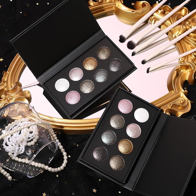 UCANBE Shimmer Metallic Eyeshadow Palette Set, Baked Eye shadow, High Pigment Makeup Palette, Soft Blendable for Party and Stage Makeup (03 All Metallic)