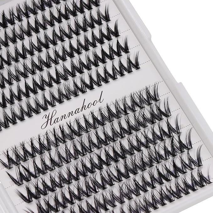 12rows-Large Tray Mixed 8-10-12-14-16mm/Mixed 14-15-16mm/Mixed14mm-16mm/Mixed 18-20mm Wide Stem Individual False Eyelashes Dramatic Black Cluster Eyelashes (MY009-10-12MM)