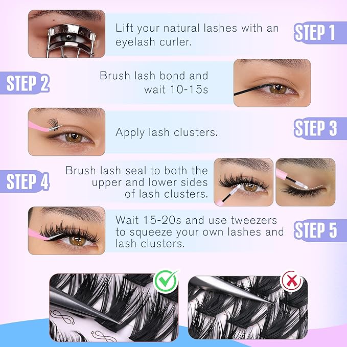 Wispy Lash Clusters Eyelash Extension Natural Look Eyelash Clusters Soft Individual Lashes 8-16MM CD-curly DIY Lash Extension Beginner-friendly by Newcally