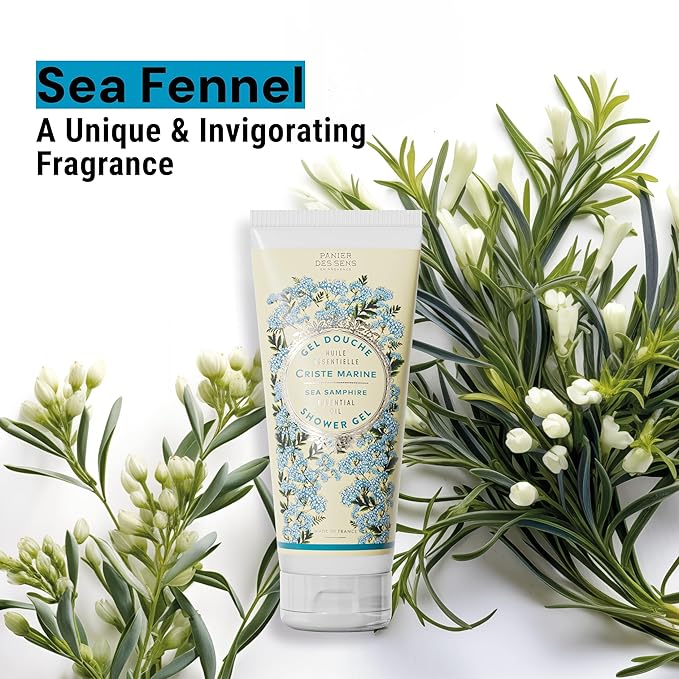 Panier des Sens - Sea Samphire Moisturizing Body Wash for Women & Men - Gentle Shower Gel - 96% Natural - Normal, Sensitive Skin - Body Care Made in France, SLS Free, Vegan - 6.8 floz