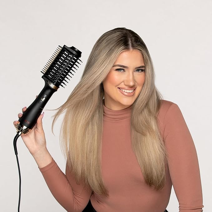 CHI Volume Styler, Blowout Brush for Amplified Volume, Heated Comb to Smoothen & Straighten Hair, 2-in-1 Hair Tool, Measures 4" D x 4" W x 14" H, Black