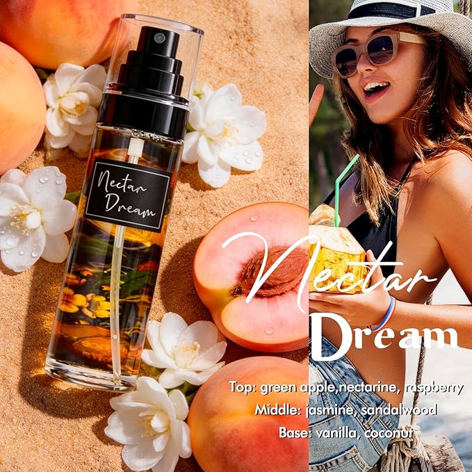 AQUA BLANCE 3-Pack Vanilla Body Spray for Women, Travel Size Fragrance Mist Set with Luxe Vanilla, Nectar Dream & Sandy Orchid, Long Lasting Body Mist for Travel & Gym, 3.4 fl oz Each