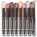 LANGMANNI 8Colors Dual-Ended Cream Eyeshadow Stick Set – Silky Smooth, Waterproof & Transfer-Proof, Built-in Blender Brush, All-Day Matte & Shimmer Wear Eye Makeup(#A)