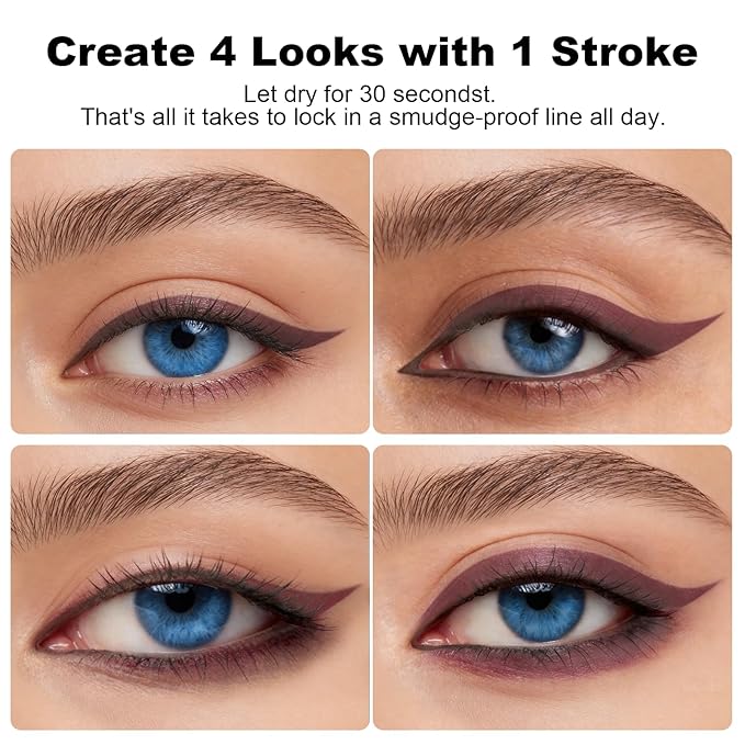 Plum&Black Gel Eyeliner Set 2PCS,Smudge-proof Waterproof Long Lasting Plum Eye Liner, High-Pigmented Smooth Creamy Formula for Mature Women, Eyes Makeup Pen Includes Sharpener