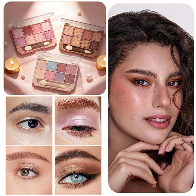 K'APEINE 8 Colors Eyeshadow Palette,Red Brown Eyeshadow Shimmer Eyes Makeup Palette Eye Shades With 1 Dual Brush Long-Lasting Blendable Shades,Naturing-Looking,Waterproof Warm Eye Shadow for Women-01