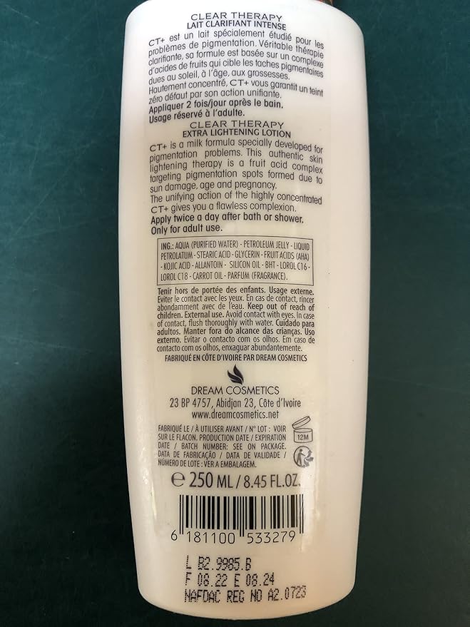 CT+ Clear Therapy Extra Lightening Lotion with Carrot Oil 250ml