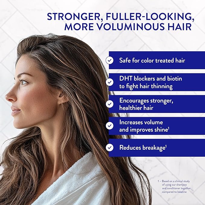 Routine Wellness Anti-Thinning Shampoo and Conditioner Set for Thinning Hair - Biotin DHT Blocker Women & Men - Color Safe Shampoo for Hair Loss & Healthier Hair - Wildflower & Jasmine (Pack of 2)