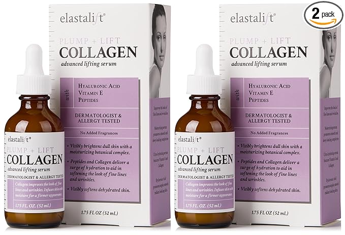 Elastalift Collagen Facial Serum Lifting, Plumping, Firming Collagen Serum For Face Improves Elasticity, Evens Skin Tone, Plumps, & Lifts Sagging Skin, Non-Greasy Wrinkle Serum, 1.75 Fl Oz, 2-Pack