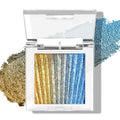 Half Magic Glitter Eyeshadow, Multi Chromatic Glitter Eyeshadow, 3-Color Gold-Gray-Blue Chameleon Iridescent Holographic Cream Eye Shadow, #01