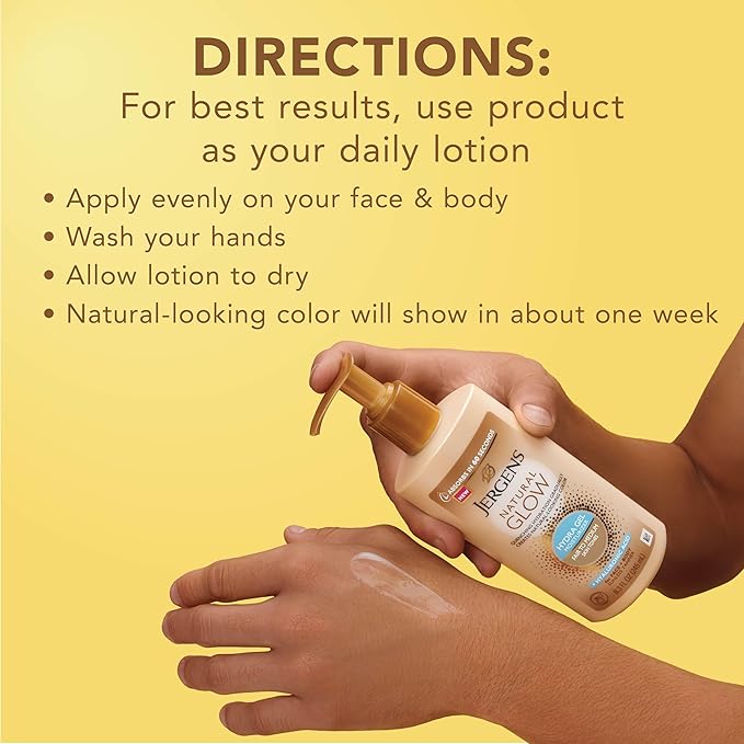 Jergens Natural Glow Hydra Gel Moisturizer, Gradual Tanning Lotion with Hyaluronic Acid, Hydrating Tanning Gel, Fragrance-Free Self Tanner, Fair to Medium Skin Tone, 8.3 Fl Oz