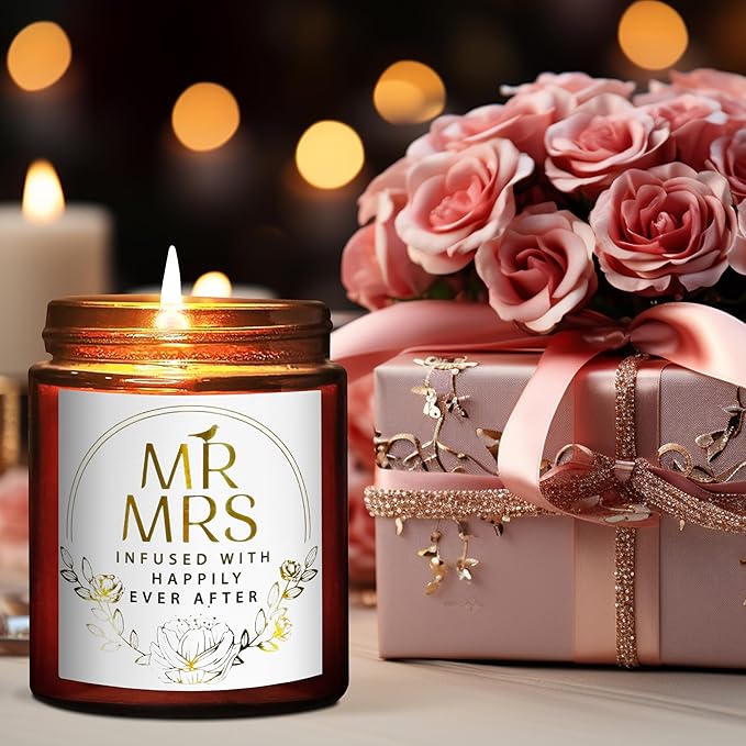 Mr and Mrs Scented Candle - Wedding Gifts for Bride, Groom - Engagement Gift for Her, Bride to Be - Gifts for Bridal Shower, Newlywed, Married Couples Anniversary Valentines Gift for Women Men