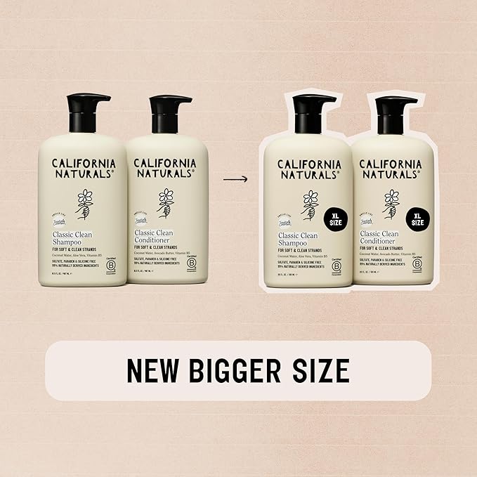 California Naturals Classic Clean Toasted Coconut Shampoo and Conditioner Set, Hair Care for Women & Men, Natural, Vegan, Cruelty, Silicone, Paraben, and Sulfate Free Shampoo, Color Safe, 20 Fl Oz