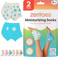 ZenToes Moisturizing Socks for Cracked Heel Treatment, Vitamin E, Olive Oil and Jojoba Oil Infused Heel Socks, Spa Gifts for Women, Mothers Day Gifts (White & Blue Snowflake, Regular)