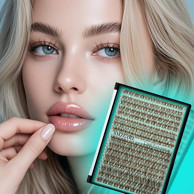Brown Lash Clusters 176 Pcs Wispy Eyelash Extensions Natural Individual Lashes C Curl Dark Brown Cluster Lashes Beginner Friendly DIY Eyelashes Cluster at Home for Everyday Wear(Halos,8-16mm)