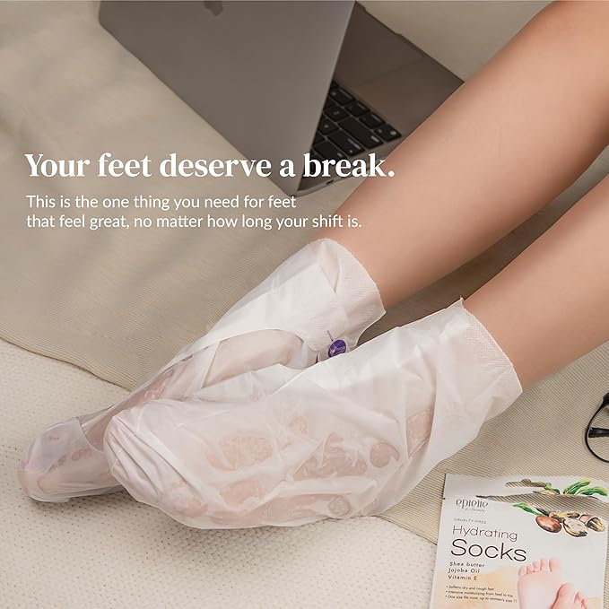 Epielle Relaxing Foot Mask 6 Pairs, Soften and Restore with Melatonin & Lavender Extract, Deep Moisturizing Socks for Dry, Cracked Feet, Self Care Gifts for Women, Spa Kit, Mothers Day Gifts