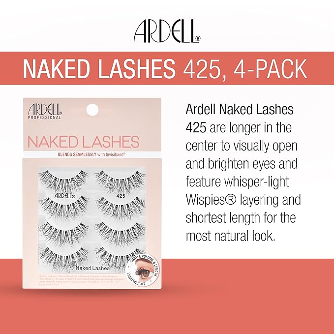 Ardell Naked Lashes 427 – Subtle Volume & Length Natural Look Eyelashes with Invisiband, 4 Pairs