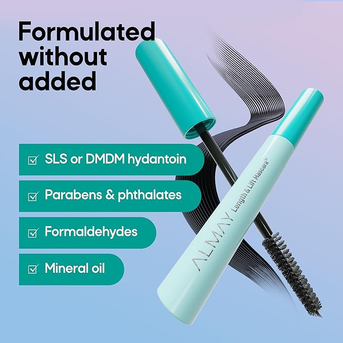 Almay Lengthening Mascara, Volume & Lift, Eye Makeup, Hypoallergenic and Fragrance Free (Packaging May Vary), 010 Blackest Black, 0.24 fl oz