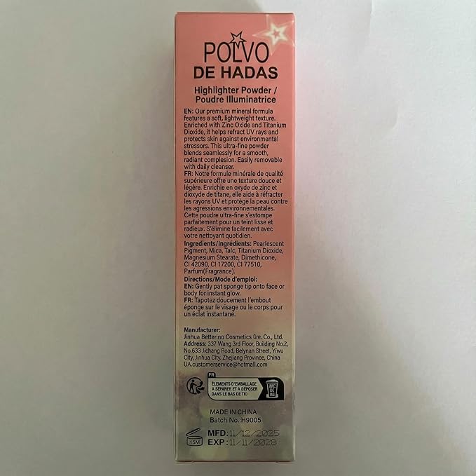 2PCS Polvo De Hadas Fairy Dust Highlight Patting Powder - Full Body Contouring and Clavicle Pearlescent Patting Powder for Face and Eye, Christmas Sparkling Body Glitter (#01 White & #02 Pink)