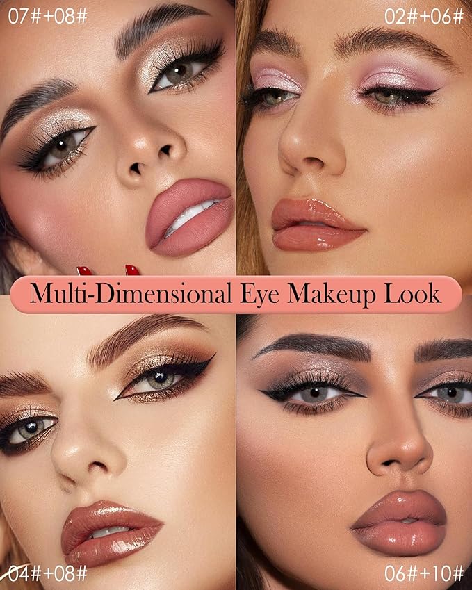 Brown Cream Eyeshadow Stick, Beige Brown Eyeshadow with Sharpener & Blending Blush,High Pigment Neutral Eye Shadow Stick,Waterproof Smooth Matte Eyeliner Buildable Eye Makeup for Women-07