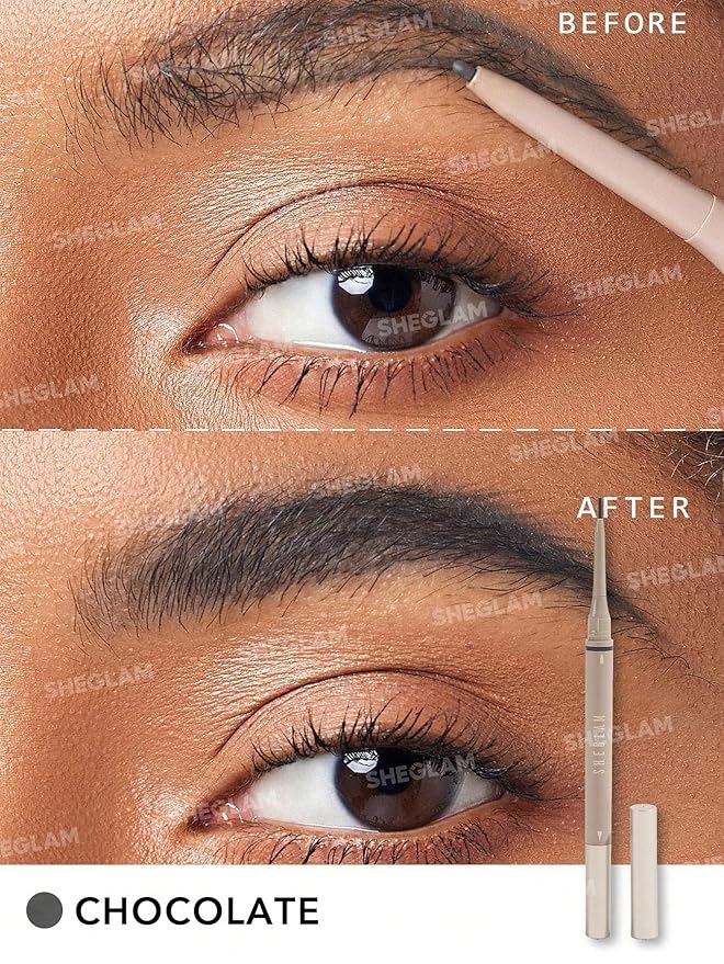 SHEGLAM Dual-Sided Eyebrow Pencils Cream Waterproof Long Lasting Eye brow Pen Makeup - Chocolate