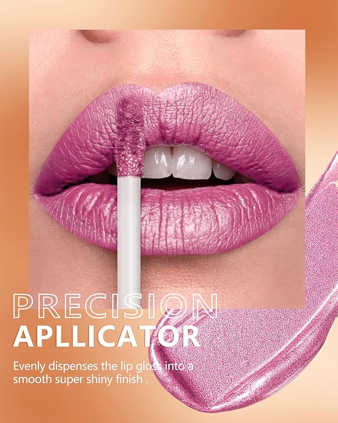 MAKI YIKA Metallic Pink Lipstick for Women Nude Pink Lipsticks Long Lasting Glitter Lipstick for Mother No Smudge No Transfer Liquid Lip Gloss (BR21 Sweet Rose)