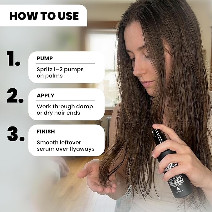 Nubi Marula Anti Frizz Serum - Smoothing Serum for Dry Hair Repair and Shine with Vitamin E, Aloe Vera - 2 Fl Oz