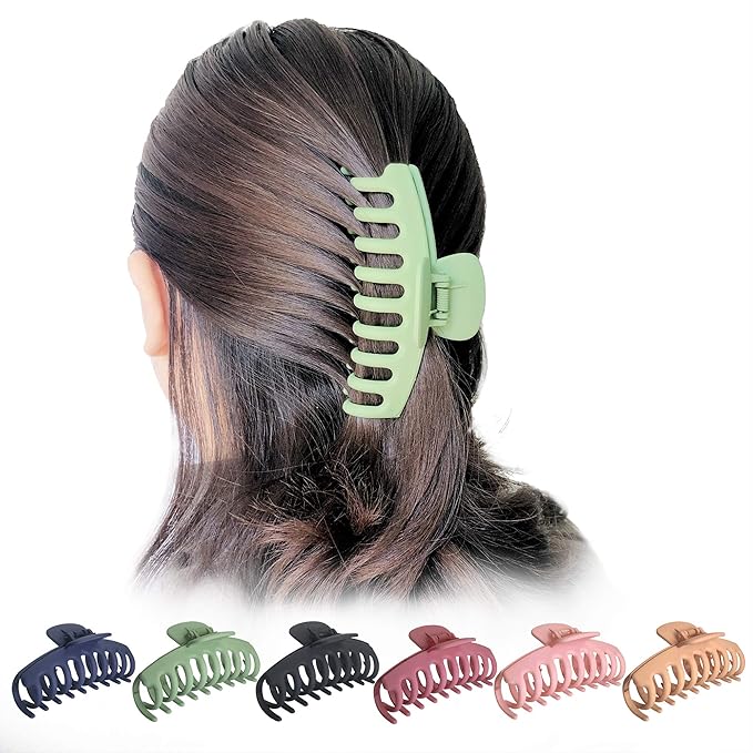 OWIIZI Hair Clip, 4.3" Matte Large Non-Slip Jumbo Claw Barrette for Women's Long Thick Hair, Strong Hold Banana Hair Clip, Single Piece