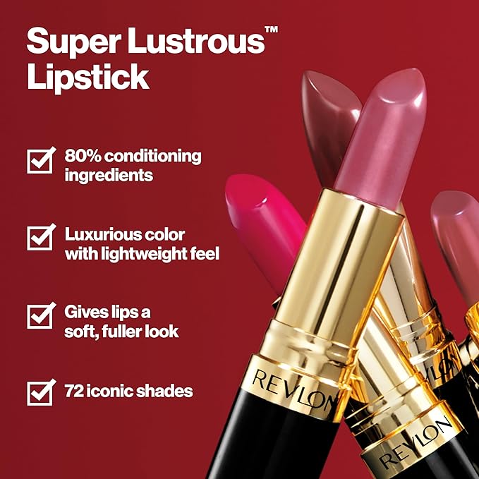 Revlon Super Lustrous Lipstick, Creamy Formula For Soft, Fuller-Looking Lips, Moisturized Feel, 807 Fire Peach, 0.15 oz