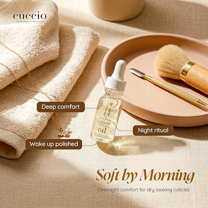 Cuccio Naturale Revitalizing Cuticle Oil - Hydrating Oil For Repaired Cuticles Overnight - Remedy For Damaged Skin And Thin Nails - Paraben/Cruelty-Free Formula - Milk And Honey - 0.5 Oz