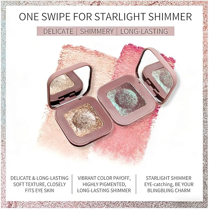 Duochrome Glitter Eyeshadow, Ultra-Fine Color Shifting Metallic Shimmer, High Pigment Holographic Single Eye Makeup, Long Lasting & Buildable Eye Shadow (#2 Plum Mauve)