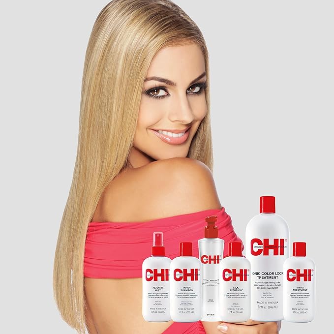 CHI Infra Silk Infusion, Silk Reconstructing Leave-In Hair Treatment for Creating Smooth, Shiny, Strong Hair, 12 Oz (Pack of 2)