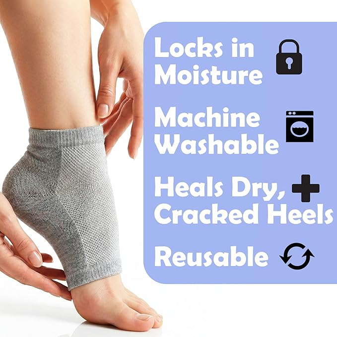 Moisturizing Socks for Cracked Heel Treatment: Socks for Cracked Heel Repair, Silicone Toeless Socks, Spa Gel Socks for Dry Cracked Feet Women, Lotion Moisture Pedicure Socks