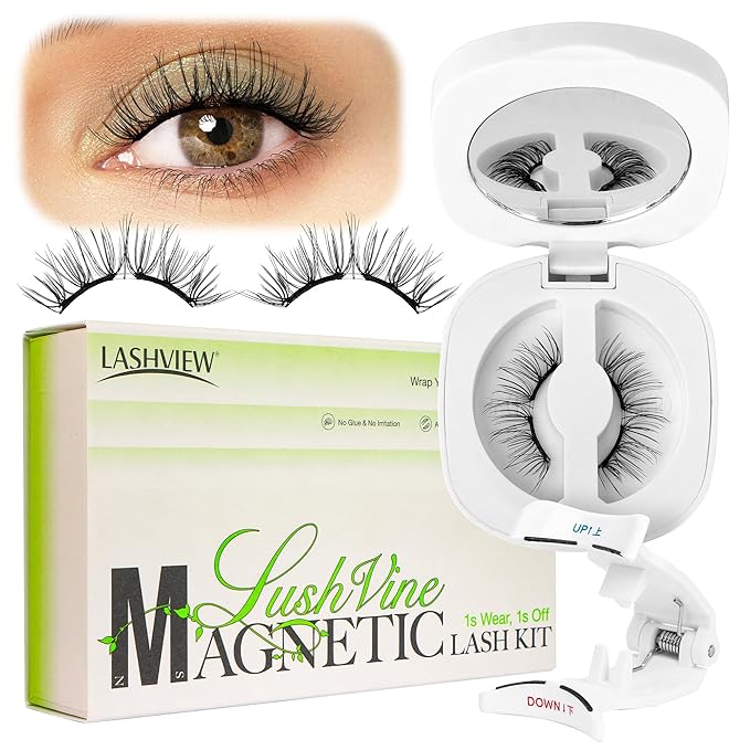 LASHVIEW Upgrade Soft Magnetic Eyelashes Natural Look, Reusable Magnetic Lashes, No Glue Needed, Windproof & Waterproof for All-Day Comfort (L15)