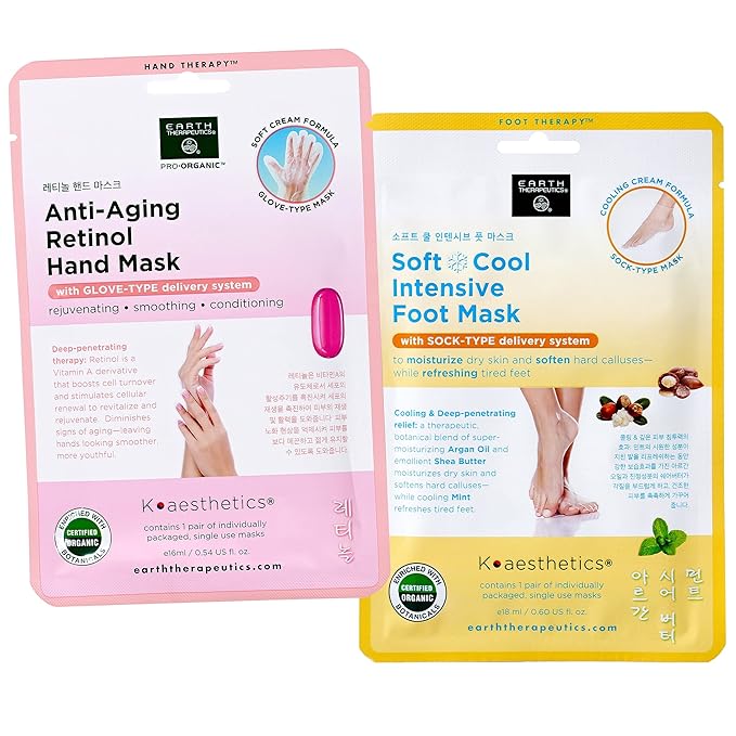Anti-Aging Retinol Hand Mask and Soft Cool Intensive Foot Mask Combo Pack (2pack)